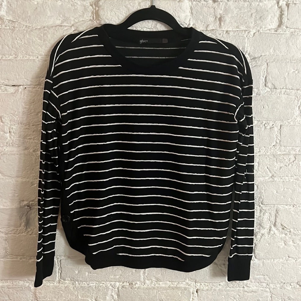 Classic Black & White Sweater with Buttons on the Sides